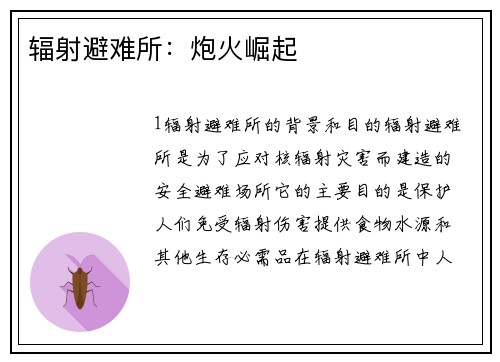 辐射避难所：炮火崛起